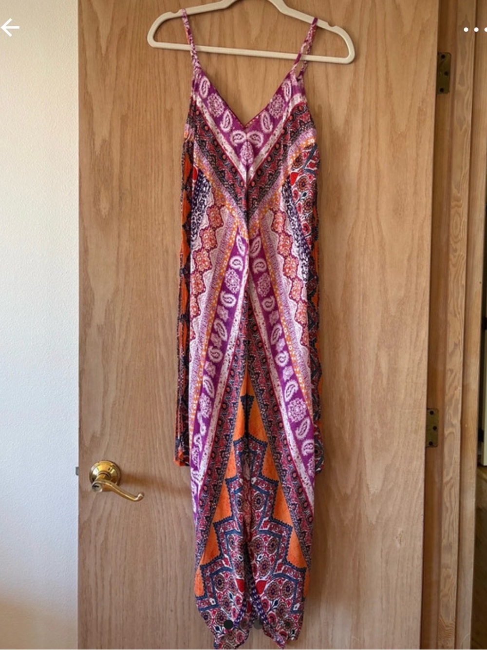 Tolani Boho Print Spaghetti Strap handkerchief Maxi Dress - Purple & Orange